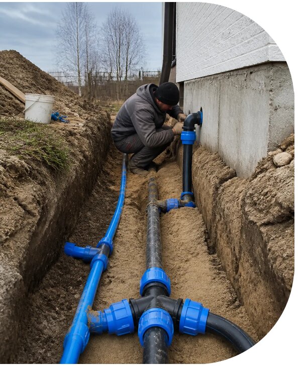 Монтаж наружного водопровода на участке под ключ в Белореченске